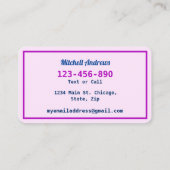 Mama-Kartenkartentext wiedergeben Visitenkarte (Rückseite)