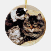 Mama Katze mit Kätzchen ・ H. Ronner-Knip ・ Ornamen Keramik Ornament (Vorne)