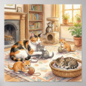 Mama Katze und Kätzchen-Kinderzimmer Poster (Vorne)