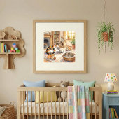 Mama Katze und Kätzchen-Kinderzimmer Poster