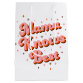 Mama kennt das beste pink-braune Funny Retro Lette Mittlere Geschenktüte (Rückseite)