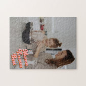 Mama kennt das beste Pink Brown Lettering Foto Puzzle (Horizontal)
