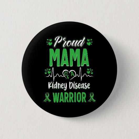 Mama Kidney Disease Warrior Awareness Ribbon Green Button (Vorderseite)