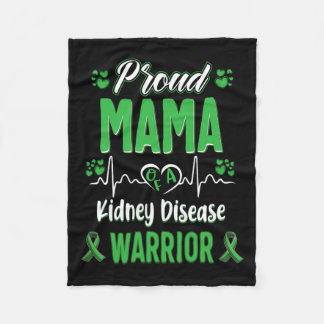 Mama Kidney Disease Warrior Awareness Ribbon Green Fleecedecke