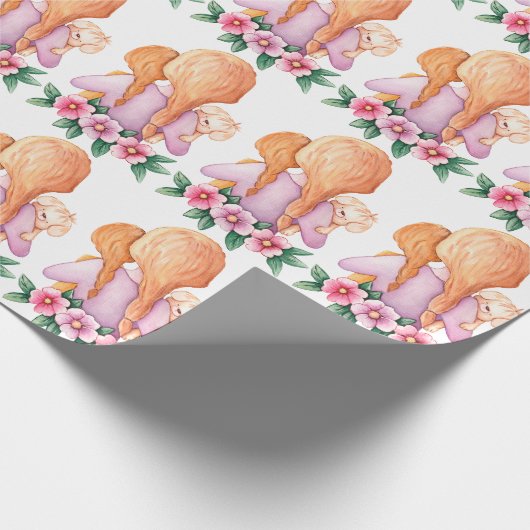 Mama Kind Welpe Muttertag Geschenkpapier (Ecke)