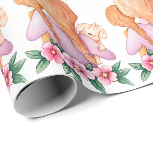 Mama Kind Welpe Muttertag Geschenkpapier (Rolleneckpunkt)