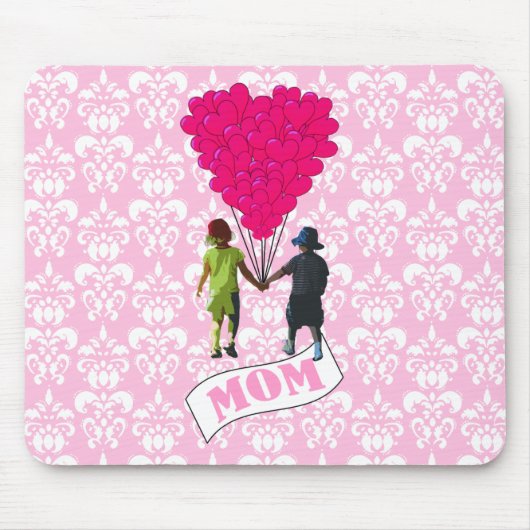 Mama, Kinder mit herzförmigen Ballons Mousepad (Vorne)