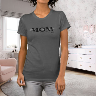 Mama Kinder Namen Est Jahr Schwarz Familie Typogra T-Shirt