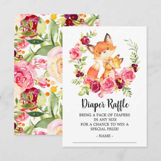Mama Kindermädchen Fox Duschdusche Windeln Raffle  Begleitkarte (Vorne/Hinten)