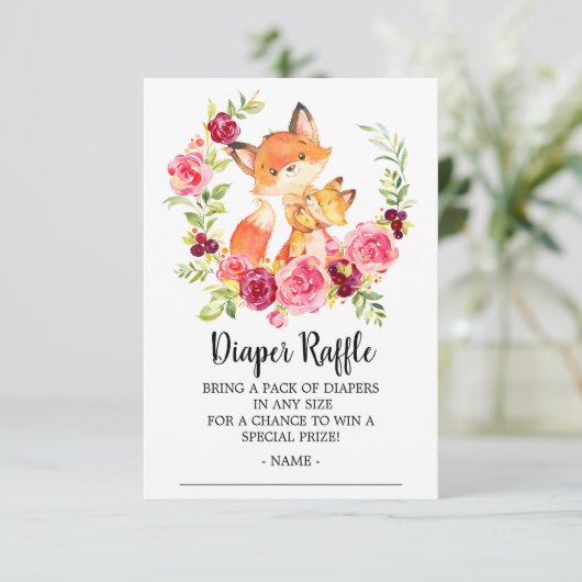 Mama Kindermädchen Fox Duschdusche Windeln Raffle  Begleitkarte (Stehend Vorderseite)