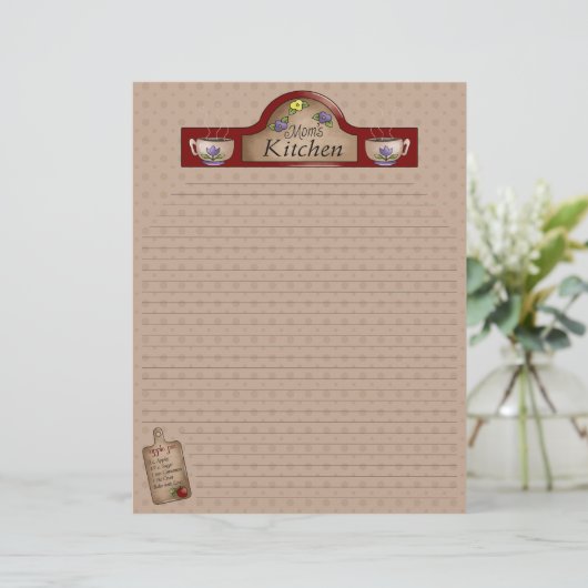 Mama Kitchen Recipe Pages (Lined) (Stehend Vorderseite)