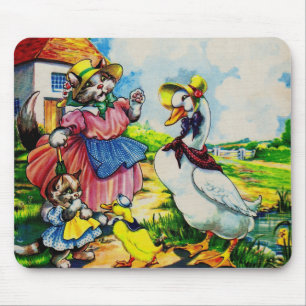 Mama Kitty Cat und Baby Kitty besuchen Enten aus d Mousepad