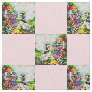 Mama Kitty und Baby Kitty besuchen Enten drucken a Stoff