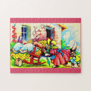 Mama Kitty und Baby Kitty besuchen Schweine aus de Puzzle