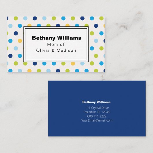 Mama Klare blaugrüne Punkte, die Karten anrufen (Vorne/Hinten)