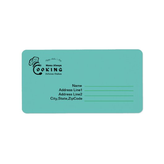 Mama kocht immer köstliches Geschirr Design Adressaufkleber (Vorne)