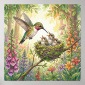 Mama Kolibri und Kinderkrippe Poster (Vorne)