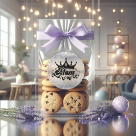 MAMA Königin meines Lebens Glitzer CLASSIC ROUND S Runder Aufkleber