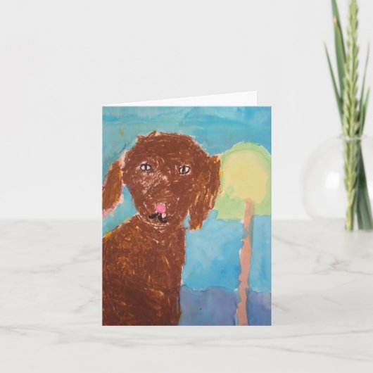 "Mama, können wir einen Hund bekommen? (Aquarellfa Karte (Vorderseite)