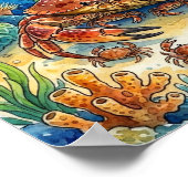 Mama Krabbe und Babys Kinderkrippe Poster (Ecke)