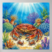 Mama Krabbe und Babys Kinderkrippe Poster (Vorne)