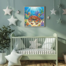 Mama Krabbe und Babys Kinderkrippe Poster