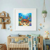 Mama Krabbe und Babys Kinderkrippe Poster