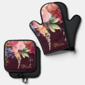 Mama Küche Ofenhandschuh & Topflappen-Set (Vorderseite/Rückseite)