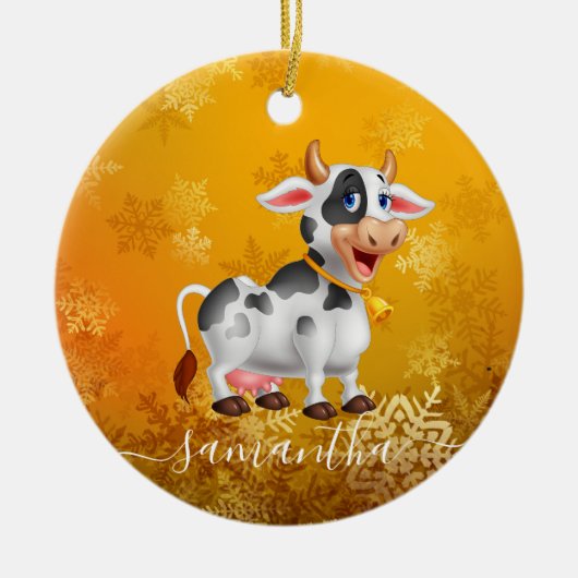 Mama Kuh Gelbe Keramik Ornament (Vorne)