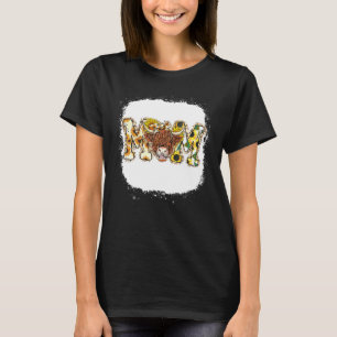 Mama-Kuh-Sonnenblume-unordentlicher Knoten-Leopard T-Shirt