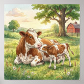 Mama Kuh und Kälberkinderstube Poster (Vorne)