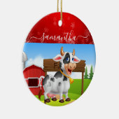 Mama Kuh Weihnachts-Keramik Ornament (Rechts)