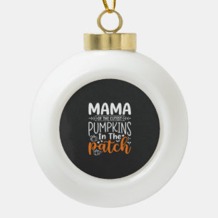 Mama Kürbisse Patch Halloween Design_1 Keramik Kugel-Ornament