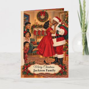 Mama küsst den Weihnachtsmann Feiertagskarte