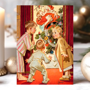 Mama küsst den Weihnachtsmann - Vintage-Weihnachts Feiertagspostkarte