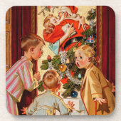 Mama küsst Weihnachtsmann Getränkeuntersetzer (Vorderseite)