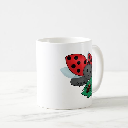 Mama Ladybug mit Larven Kaffeetasse (VorderseiteRechts)