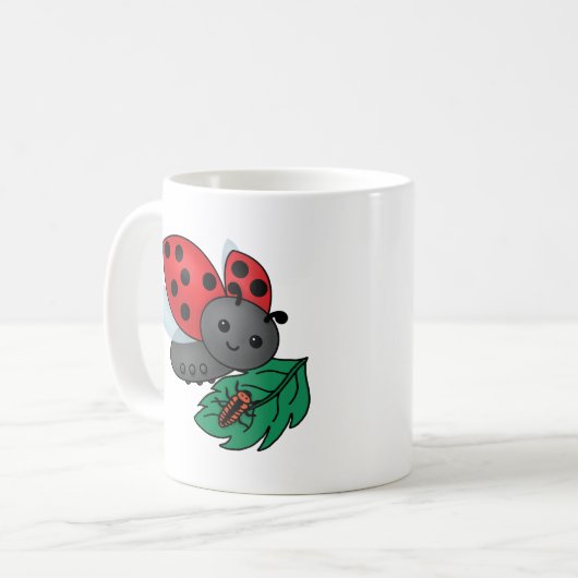 Mama Ladybug mit Larven Kaffeetasse (Vorderseite Links)