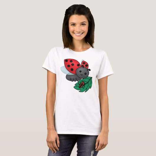 Mama Ladybug mit Larven T-Shirt (Vorne ganz)