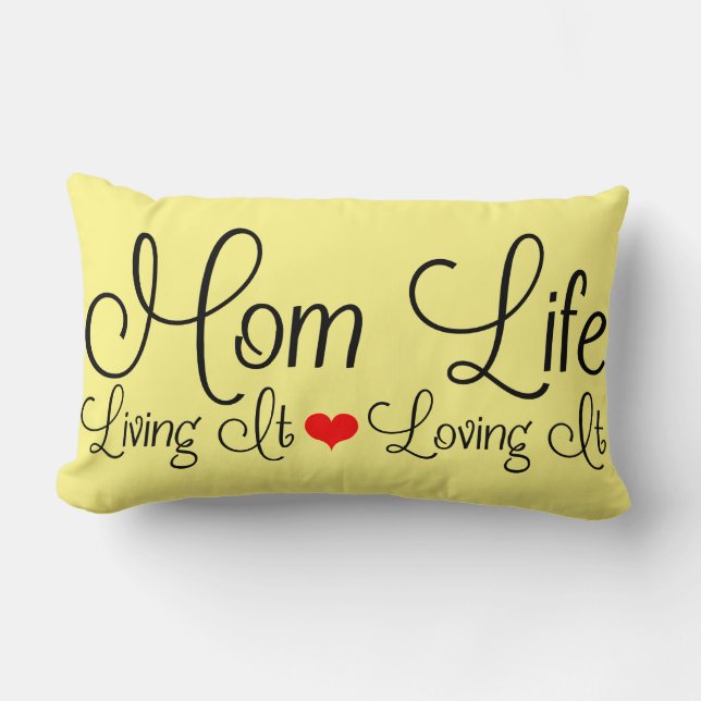 Mama | Leben | Gelb lieben Lendenkissen (Vorderseite)