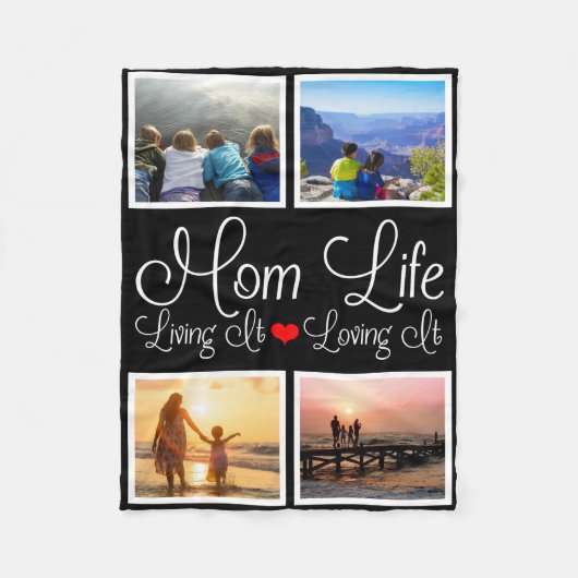 Mama | Leben | It Love It Black Foto Fleecedecke (Vorderseite)