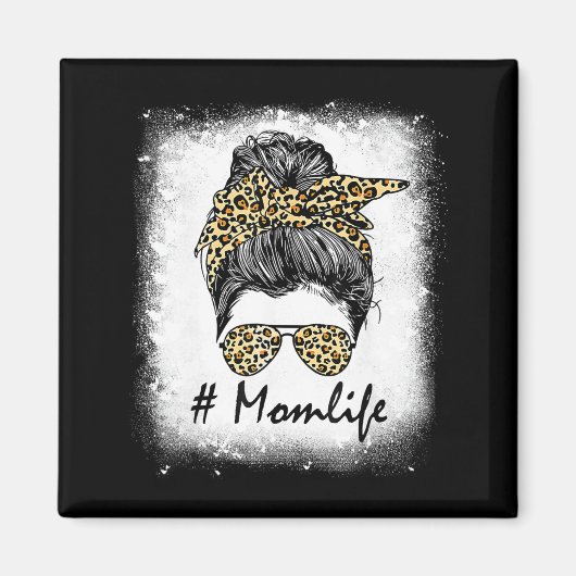 Mama Leben Leopard Messy Bun Women Magnet (Vorne)