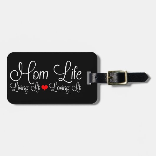 Mama Leben Personalisiert Schwarz Gepäckanhänger (Vorderseite horizontal)