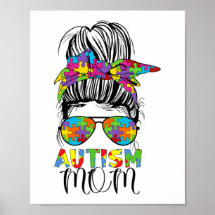 Mama Leben Unordentlicher Dutt Muttertag Autismus  Poster