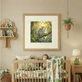 Mama Lemur and Babies Nursery Poster