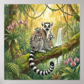 Mama Lemur und Babys Kinderzimmer Poster (Vorne)