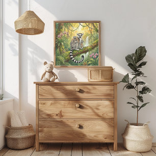Mama Lemur und Babys Kinderzimmer Poster