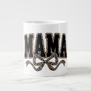 Mama Leopard Coquette Schleife – Retro Varsity Mam Jumbo-Tasse