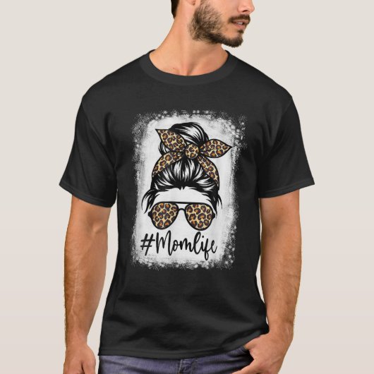 Mama Leopard Mama Leopard Messy Bun T-Shirt (Vorderseite)