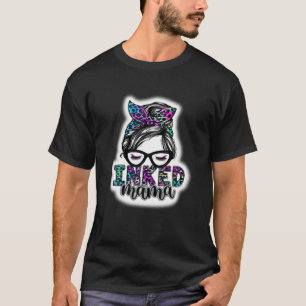 Mama Leopard Messy Bun Tattooed Mama Mutter T-Shirt